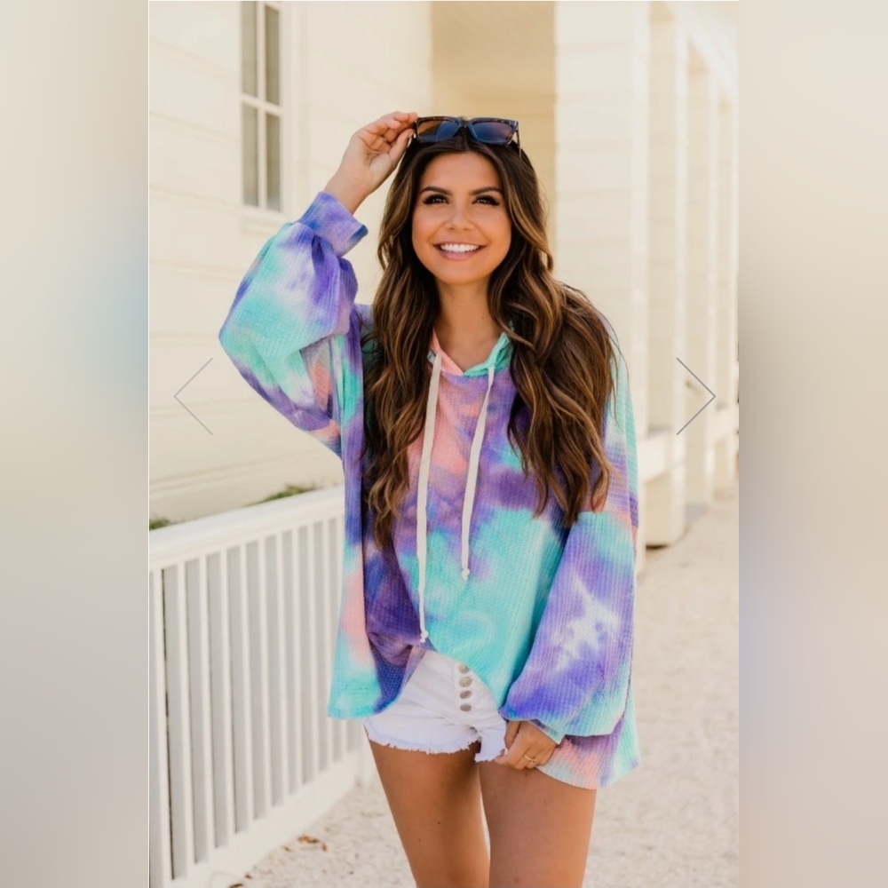 Pink Lily Tie Dye Thermal with Hood